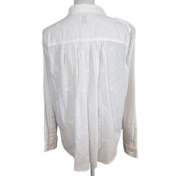 Gap White Cotton Blouse with Swiss Dot and Floral Pattern Size Small - Picture 2 of 9